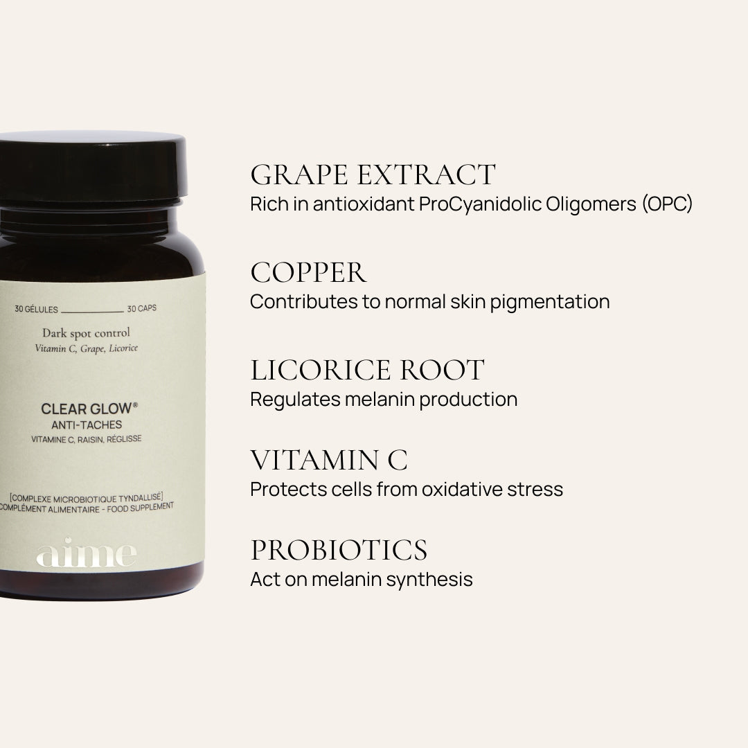 Anti-dark spot dietary supplement, Clear Glow® 